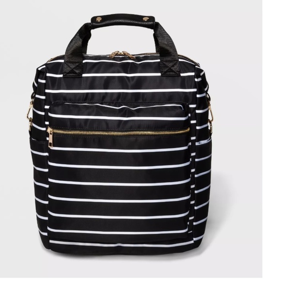 a new day Bags Womens Nylon Black White Striped Backpack Poshmark